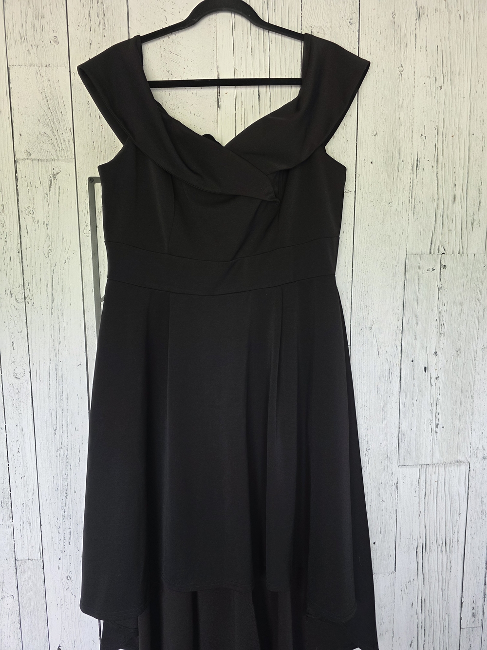 JASAMBAC NWOT Black Off Shoulder High Low Cocktail Dress Size 2XL - Picture 2 of 7